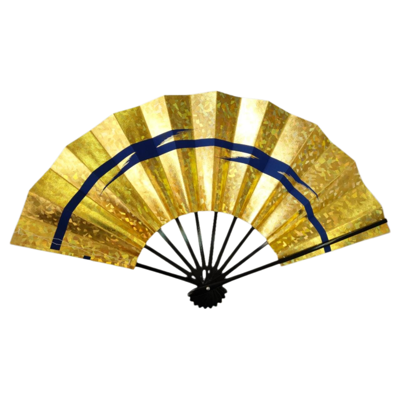 Golden Blue Arc Japanese Folding Fan